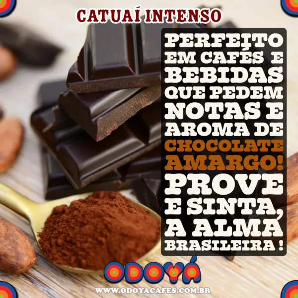 Odoyá Cafés - Catuaí Intenso, notas de nibs de cacau, perfeito para capuccinos, e bebidas concentradas.